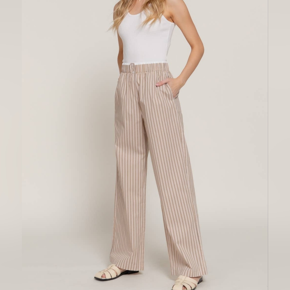 CREAM Contrast Waist Combo Boxer Straight Pants